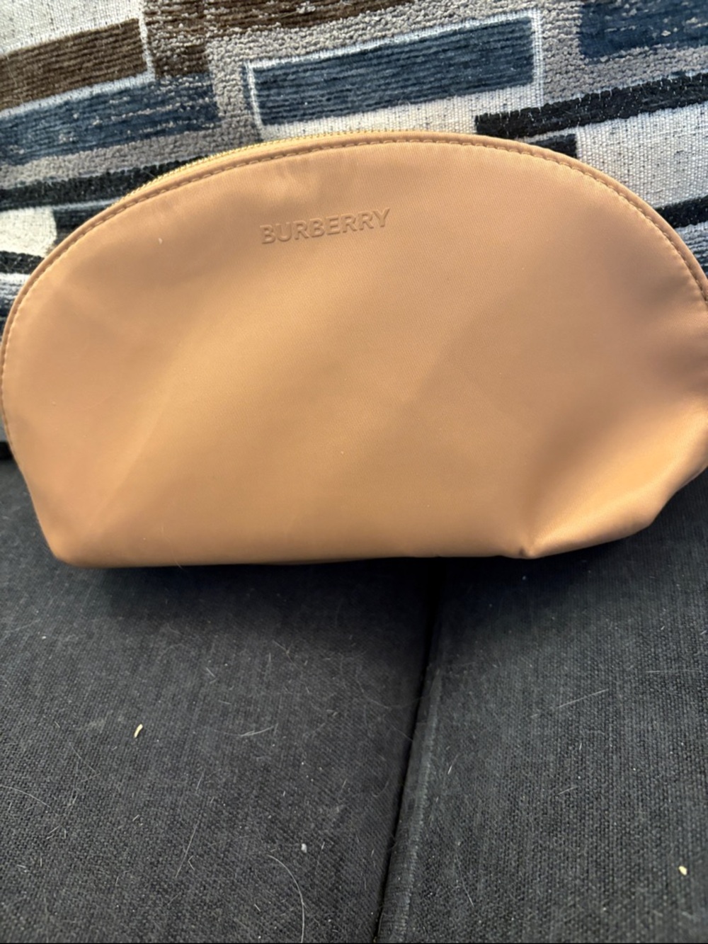 Burberry Peach-Tan Semi-Circle Cosmetic Pouch